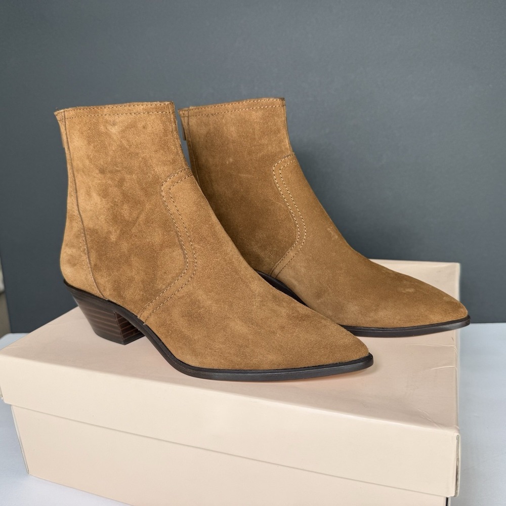 Loeffler Randall Joni Western Bootie Cacao Suede Ankle Boots Women's 6 Dust Bag